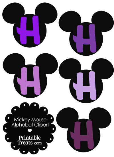 Purple Mickey Mouse Head Letter H Clipart from PrintableTreats.com