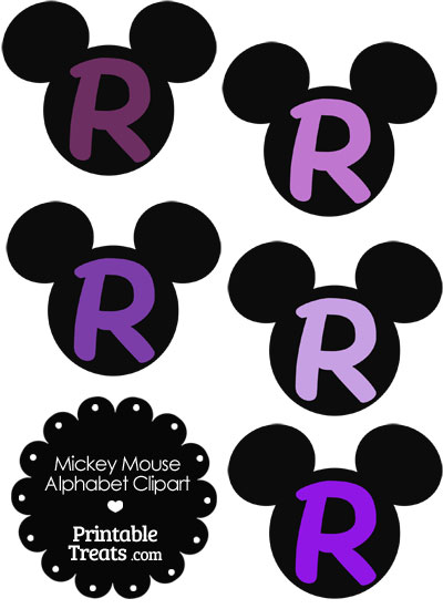Purple Mickey Mouse Head Letter R Clipart from PrintableTreats.com