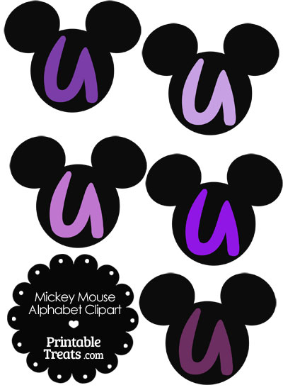 Purple Mickey Mouse Head Letter U Clipart from PrintableTreats.com
