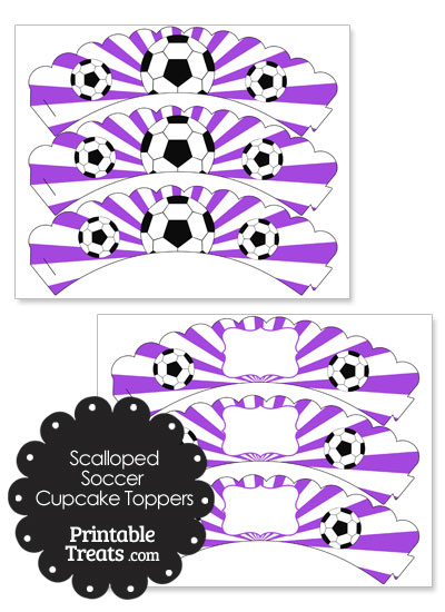 Purple Scalloped Sunburst Soccer Cupcake Wrappers from PrintableTreats.com