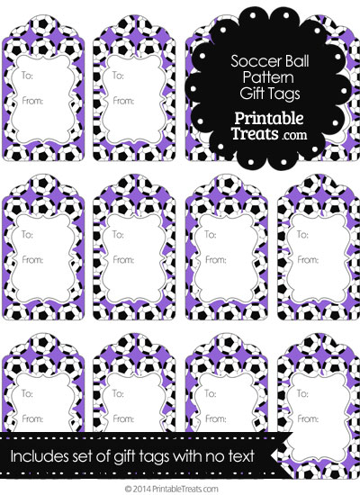Purple Soccer Ball Pattern Gift Tags from PrintableTreats.com