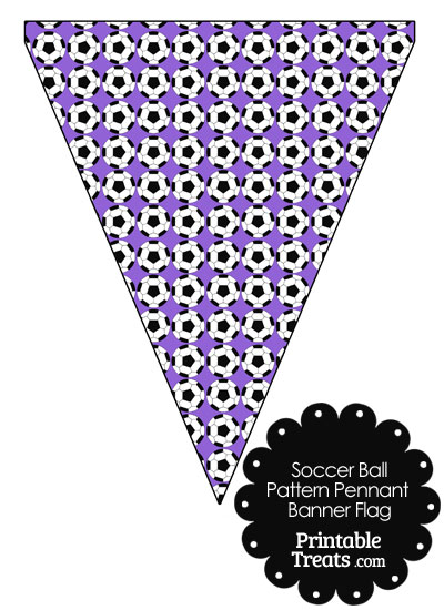 Purple Soccer Ball Pattern Pennant Banner Flag from PrintableTreats.com