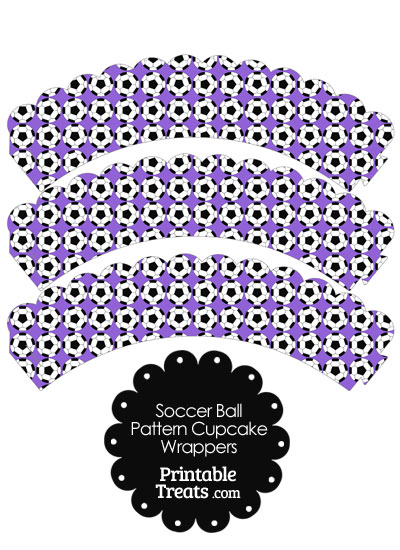 Purple Soccer Ball Pattern Scalloped Cupcake Wrappers from PrintableTreats.com