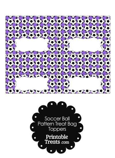 Purple Soccer Ball Pattern Treat Bag Toppers from PrintableTreats.com