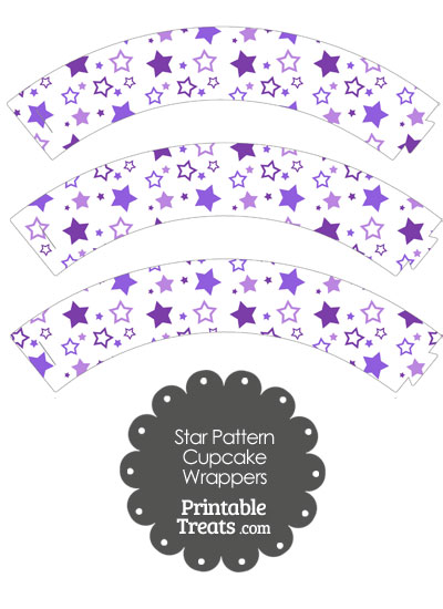 Purple Star Pattern Cupcake Wrappers from PrintableTreats.com