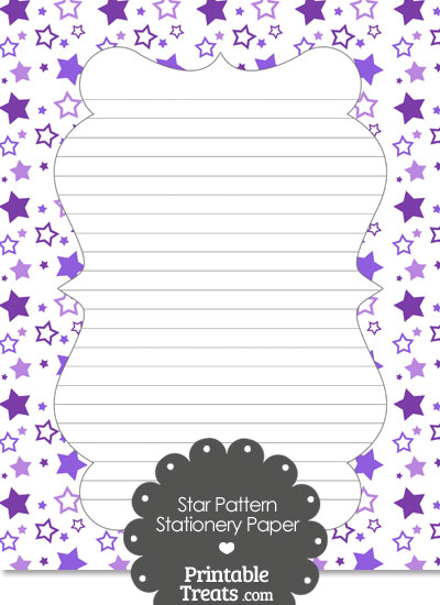Purple Star Pattern Stationery Paper from PrintableTreats.com