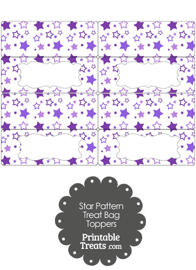 Purple Star Pattern Treat Bag Toppers from PrintableTreats.com