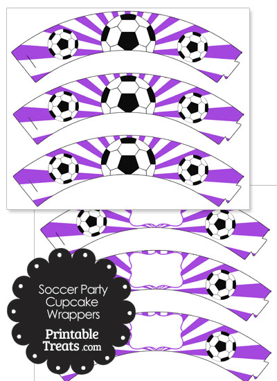 Purple Sunburst Soccer Cupcake Wrappers from PrintableTreats.com