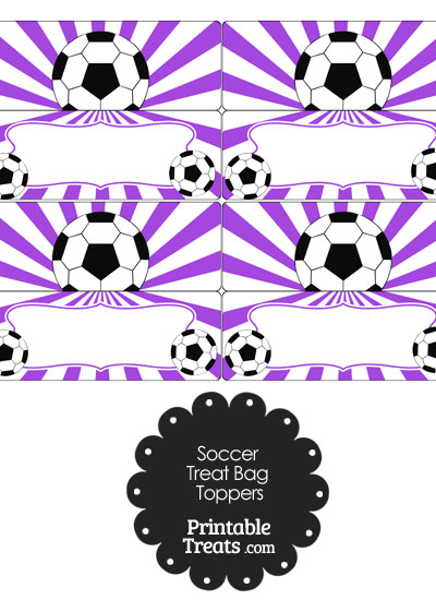 Purple Sunburst Soccer Treat Bag Toppers from PrintableTreats.com