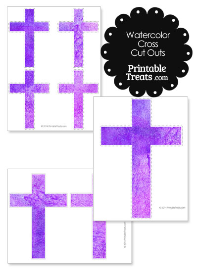 Purple Watercolor Cross Cut Outs from PrintableTreats.com