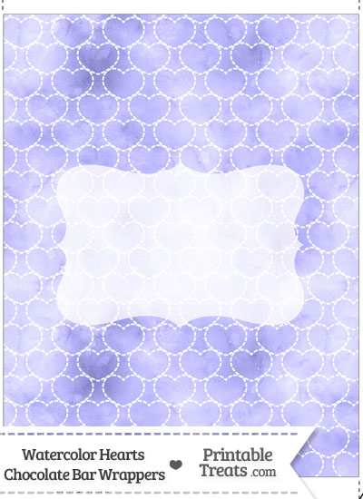 Purple Watercolor Hearts Chocolate Bar Wrappers from PrintableTreats.com