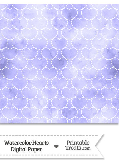 Purple Watercolor Hearts Digital Scrapbook Paper from PrintableTreats.com