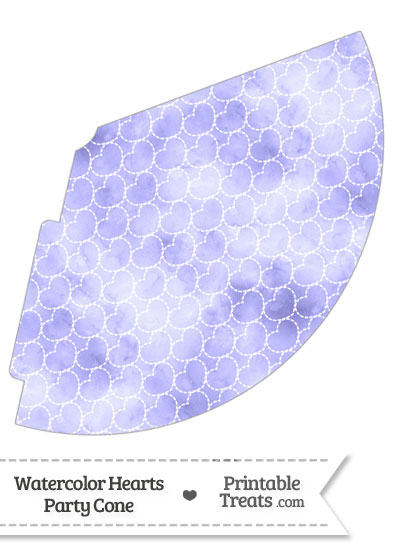 Purple Watercolor Hearts Party Cone from PrintableTreats.com