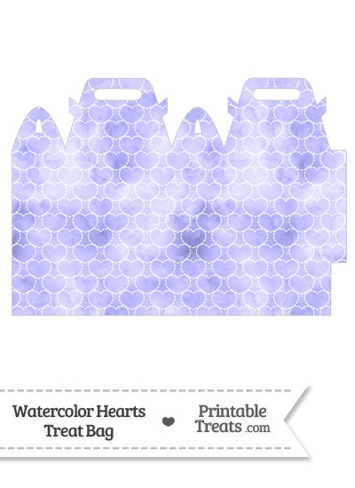 Purple Watercolor Hearts Treat Bag from PrintableTreats.com