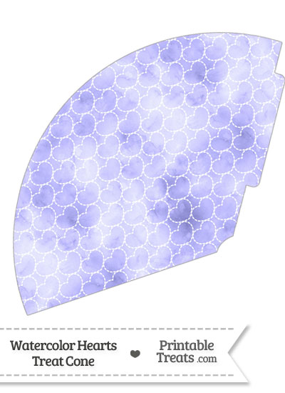 Purple Watercolor Hearts Treat Cone from PrintableTreats.com