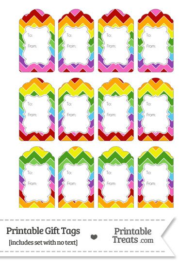 Rainbow Chevron Gift Tags from PrintableTreats.com