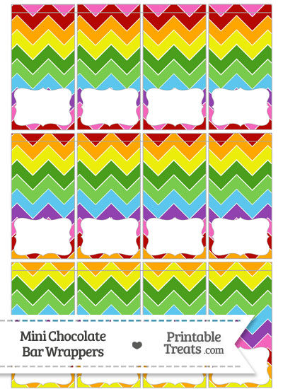 Rainbow Chevron Mini Chocolate Bar Wrappers from PrintableTreats.com