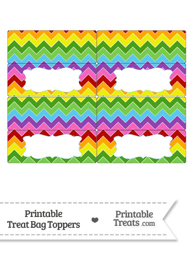 Rainbow Chevron Treat Bag Toppers from PrintableTreats.com