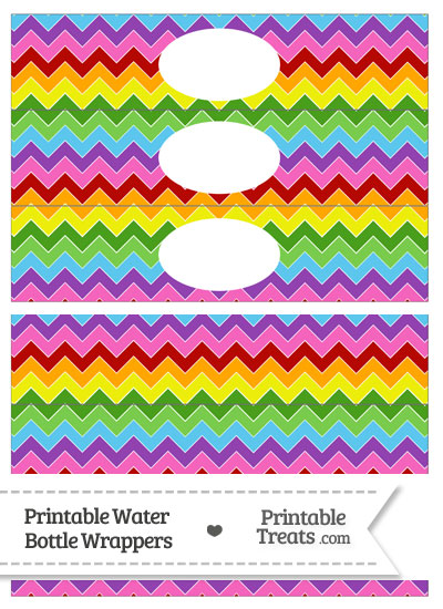 Rainbow Chevron Water Bottle Wrappers from PrintableTreats.com