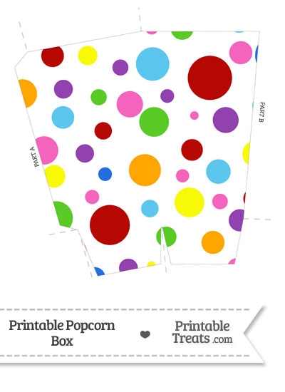 Rainbow Dots Popcorn Box from PrintableTreats.com