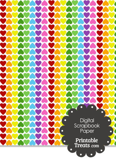Rainbow Hearts Digital Scrapbook Paper from PrintableTreats.com