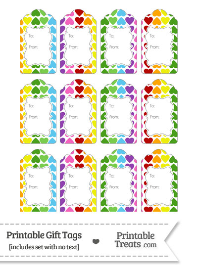 Rainbow Hearts Gift Tags from PrintableTreats.com