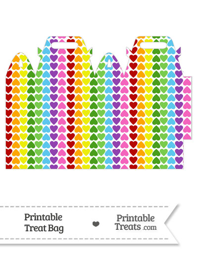 Rainbow Hearts Treat Bag from PrintableTreats.com