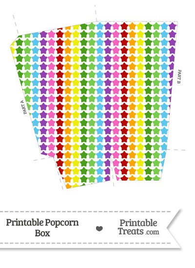Rainbow Stars Popcorn Box from PrintableTreats.com