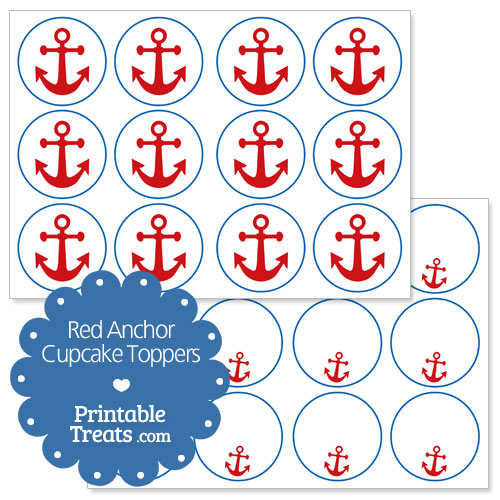 red anchor cupcake toppers