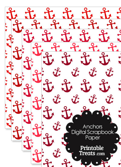 Red Anchor Digital Scrapbook Paper from PrintableTreats.com