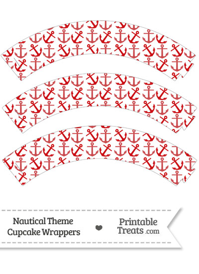 Red Anchors Cupcake Wrappers from PrintableTreats.com