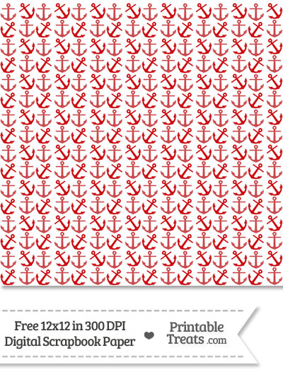 Red Anchors Digital Scrapbook Paper from PrintableTreats.com