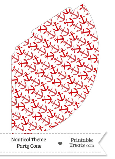 Red Anchors Party Cone from PrintableTreats.com