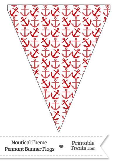 Red Anchors Pennant Banner Flag from PrintableTreats.com