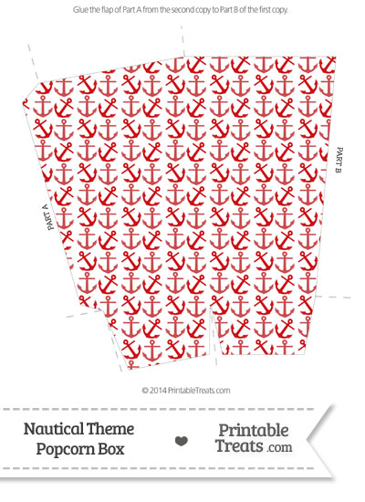 Red Anchors Popcorn Box from PrintableTreats.com