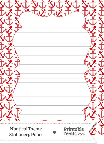 Red Anchors Stationery Paper from PrintableTreats.com