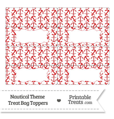 Red Anchors Treat Bag Toppers from PrintableTreats.com