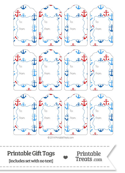 Red and Blue Anchors Gift Tags from PrintableTreats.com