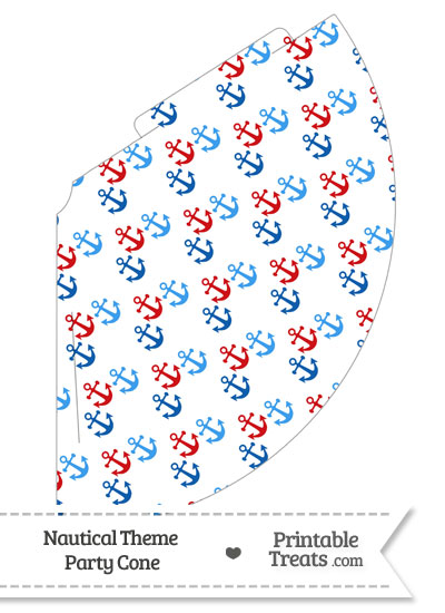 Red and Blue Anchors Party Cone from PrintableTreats.com