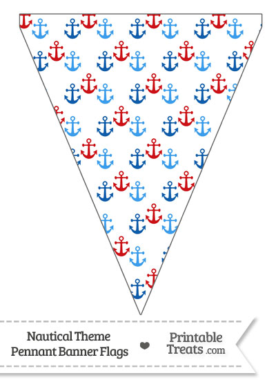 Red and Blue Anchors Pennant Banner Flag from PrintableTreats.com