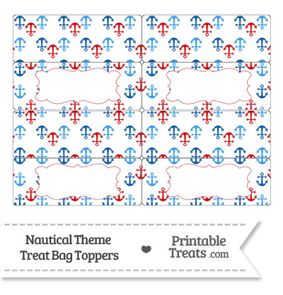 Red and Blue Anchors Treat Bag Toppers from PrintableTreats.com