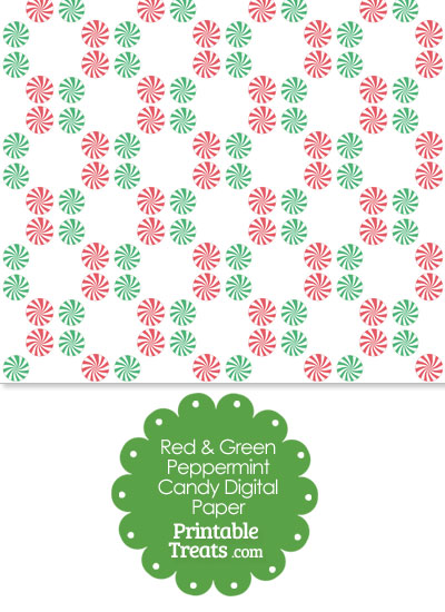 Red and Green Peppermint Candy Digital Scrapbook Paper from PrintableTreats.com