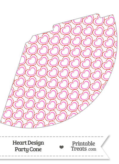 Red and Pink Heart Design Party Cone from PrintableTreats.com