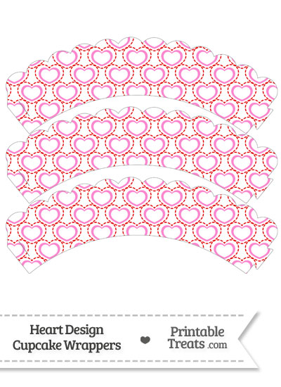 Red and Pink Heart Design Scalloped Cupcake Wrappers from PrintableTreats.com