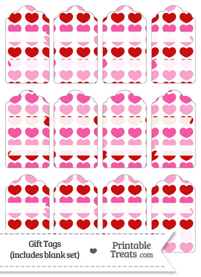 Red and Pink Hearts Gift Tags from PrintableTreats.com