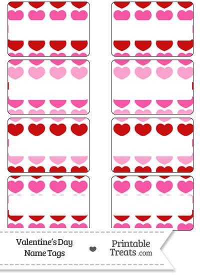 Red and Pink Hearts Name Tags from PrintableTreats.com