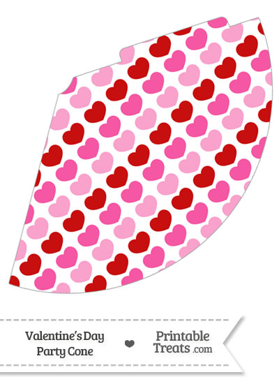 Red and Pink Hearts Party Cone from PrintableTreats.com