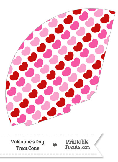 Red and Pink Hearts Treat Cone from PrintableTreats.com