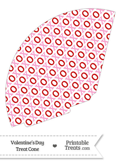 Red and Pink Hugs and Kisses Treat Cone from PrintableTreats.com