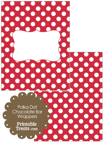 Red and White Polka Dot Chocolate Bar Wrappers from PrintableTreats.com
